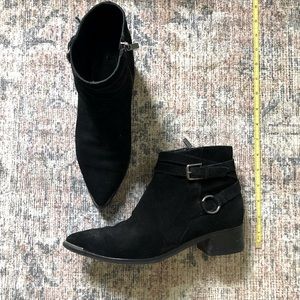 Marc Fisher Black Suede ankle boots with strap zip up